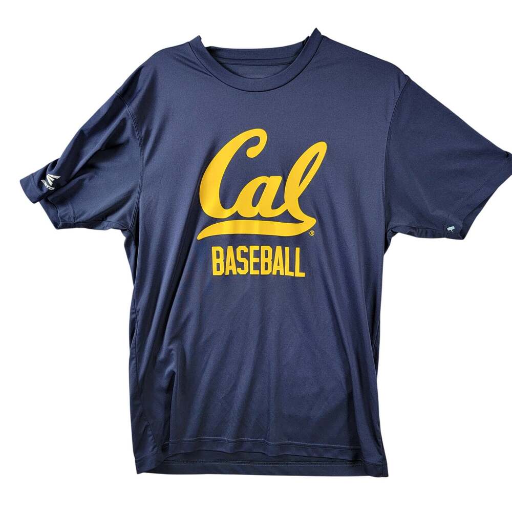 Easton Cal Baseball Performance Tee Mens Medium Navy Blue Gold Short Sleeve